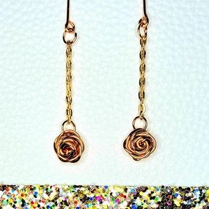 HAMDMade Custom ROSE GOLD 🌹 ROSE DANGLE EARRINGS